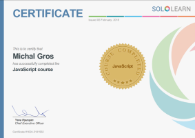 Certificate Java Script Sololearn 2018 no:#1024-2181562